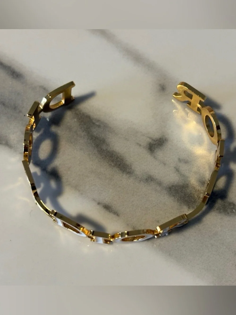 Dior Gold & White Logo Bracelet